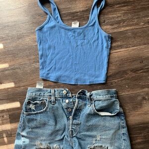 Tilly's Blue Ribbed Tank Top